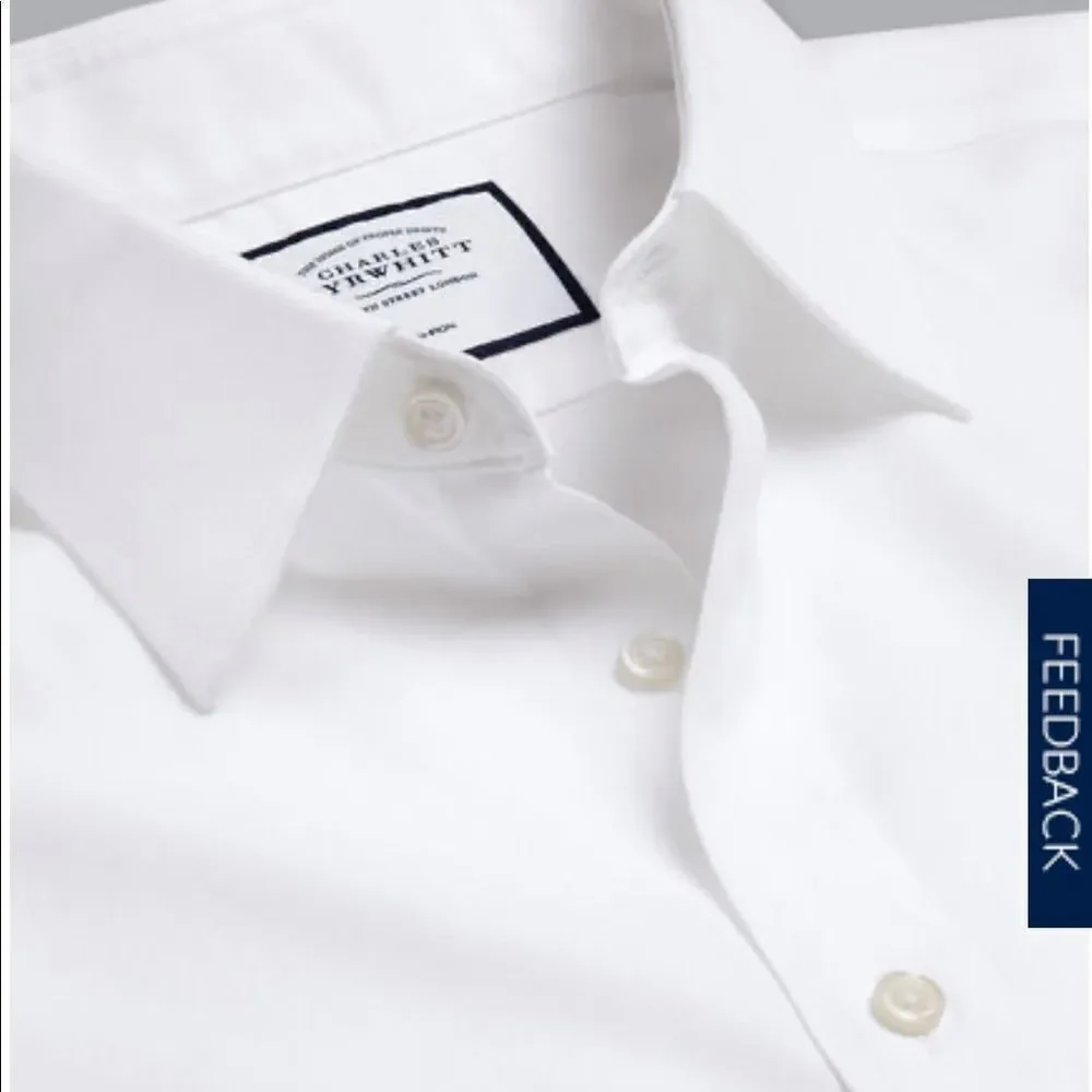 Charles tyrwhitt Classic Fit collard non iron Twill White shirt 17.5/36 Nwt